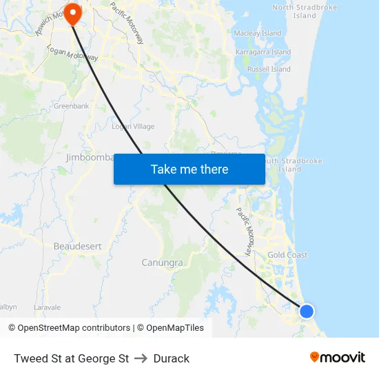 Tweed St at George St to Durack map