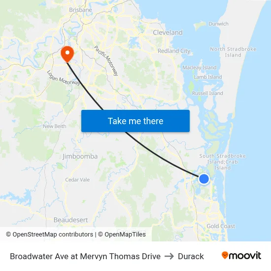 Broadwater Ave at Mervyn Thomas Drive to Durack map