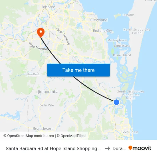 Santa Barbara Rd at Hope Island Shopping Centre to Durack map