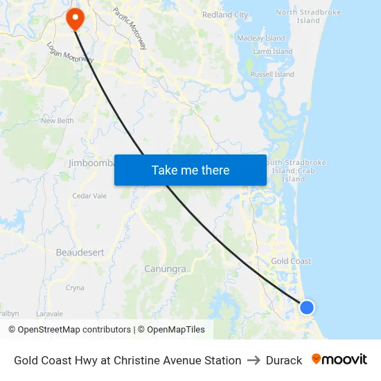 Gold Coast Hwy at Christine Avenue Station to Durack map