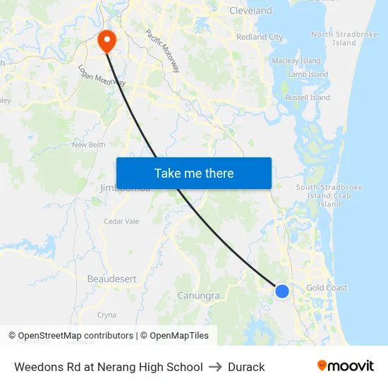 Weedons Rd at Nerang High School to Durack map