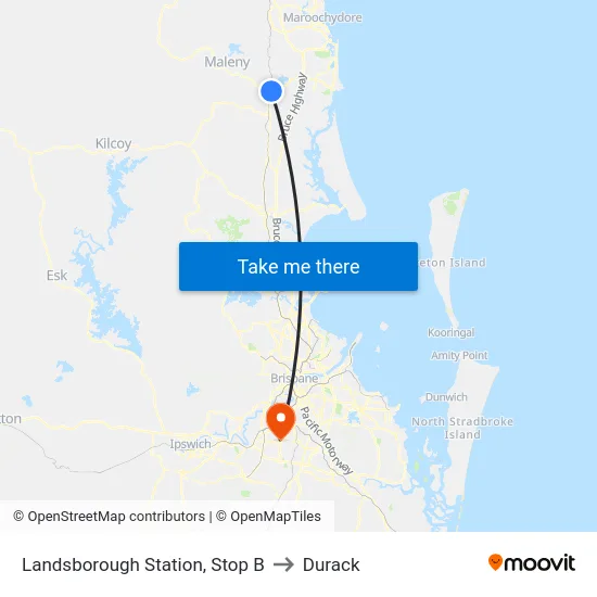 Landsborough Station, Stop B to Durack map