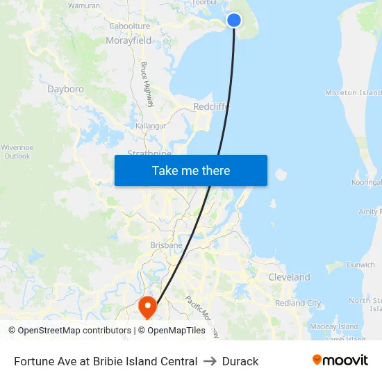 Fortune Ave at Bribie Island Central to Durack map