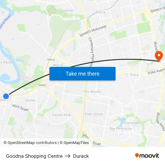 Goodna Shopping Centre to Durack map