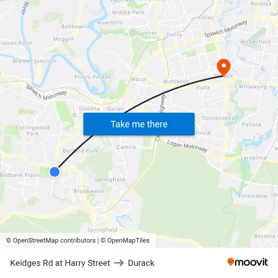 Keidges Rd at Harry Street to Durack map