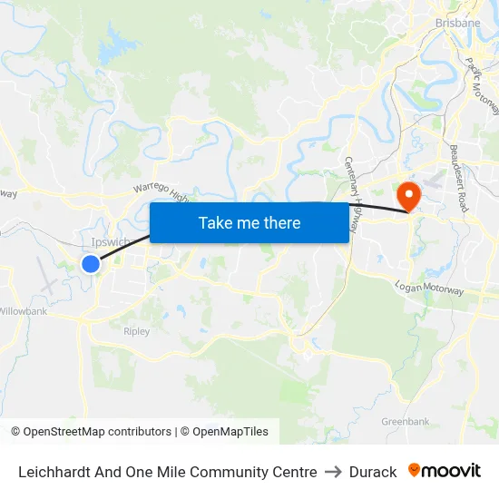 Leichhardt And One Mile Community Centre to Durack map