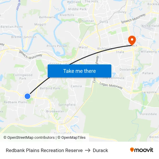 Redbank Plains Recreation Reserve to Durack map