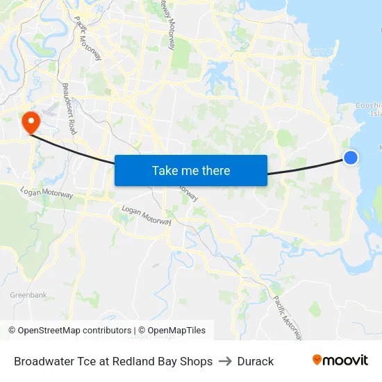 Broadwater Tce at Redland Bay Shops to Durack map
