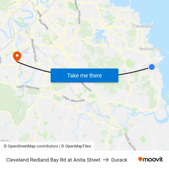Cleveland Redland Bay Rd at Anita Street to Durack map