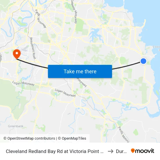 Cleveland Redland Bay Rd at Victoria Point High School to Durack map