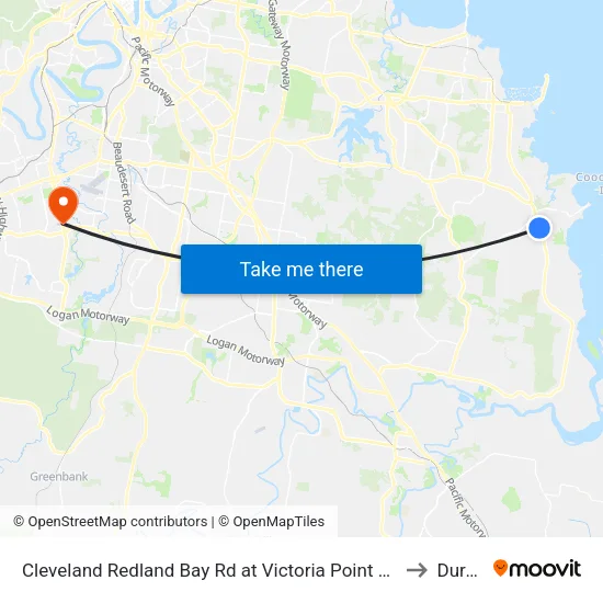 Cleveland Redland Bay Rd at Victoria Point High School to Durack map