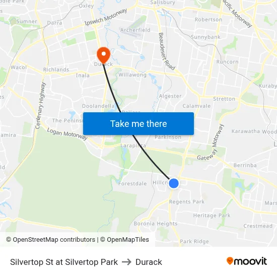 Silvertop St at Silvertop Park to Durack map