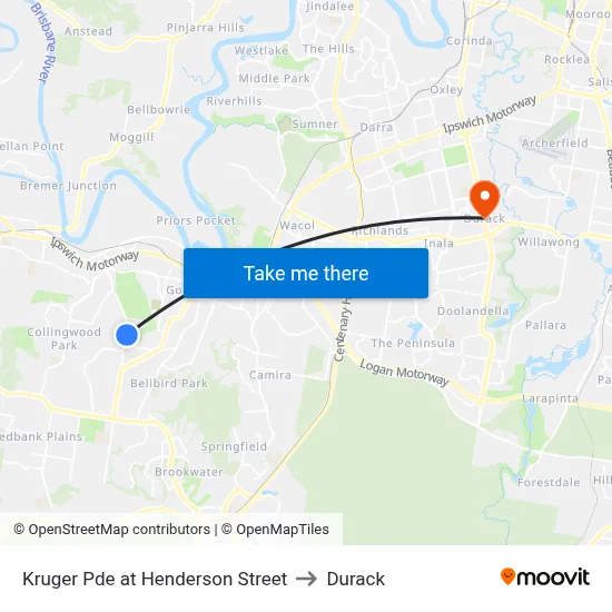 Kruger Pde at Henderson Street to Durack map
