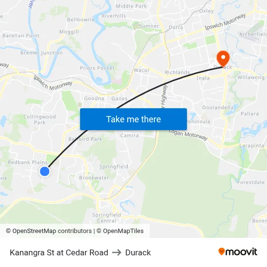 Kanangra St at Cedar Road to Durack map