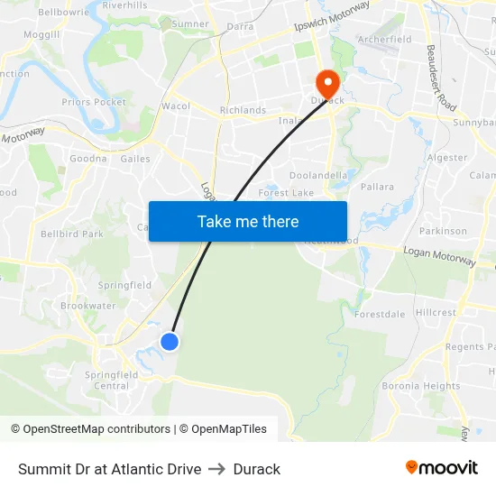 Summit Dr at Atlantic Drive to Durack map