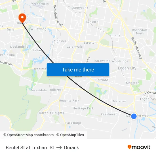 Beutel St at Lexham St to Durack map