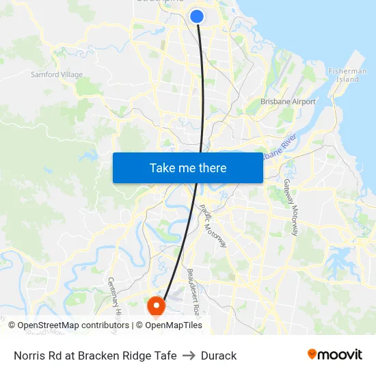Norris Rd at Bracken Ridge Tafe to Durack map