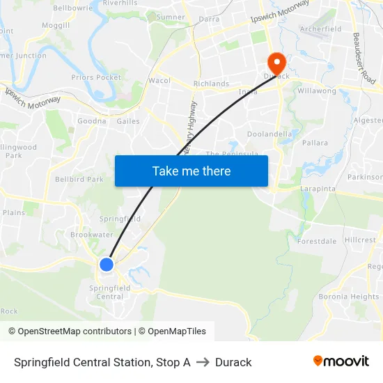 Springfield Central Station, Stop A to Durack map