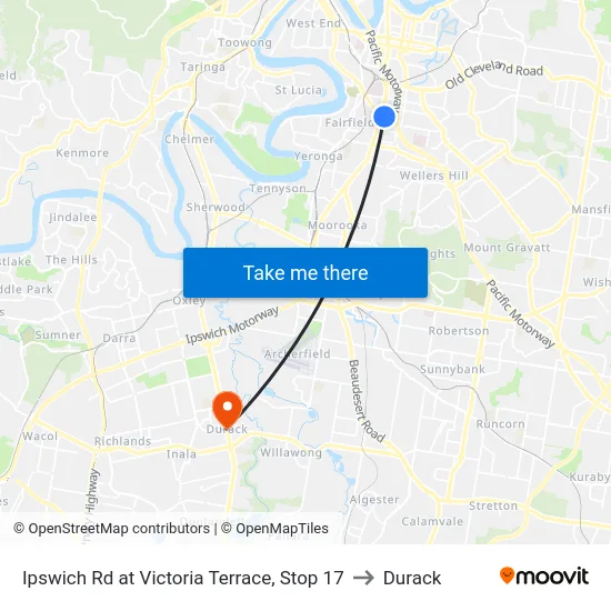 Ipswich Rd at Victoria Terrace, Stop 17 to Durack map