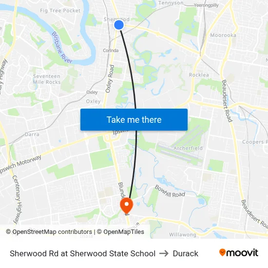 Sherwood Rd at Sherwood State School to Durack map