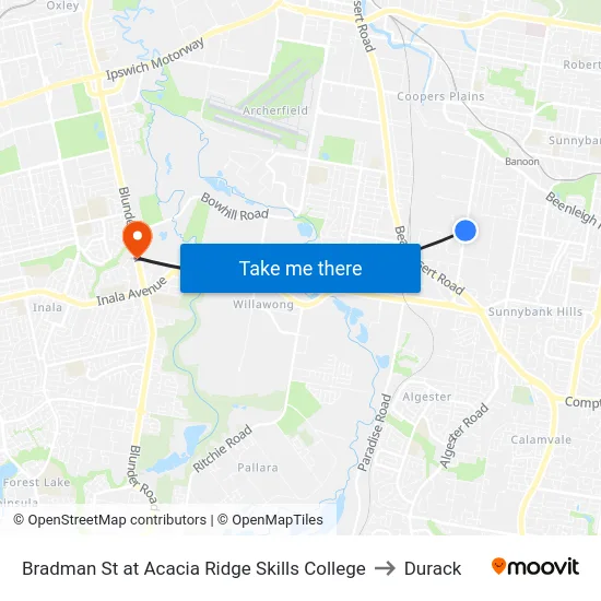 Bradman St at Acacia Ridge Skills College to Durack map