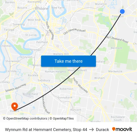 Wynnum Rd at Hemmant Cemetery, Stop 44 to Durack map