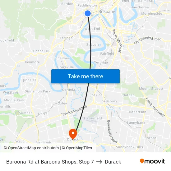 Baroona Rd at Baroona Shops, Stop 7 to Durack map