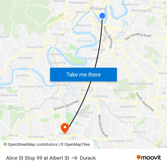 Alice St Stop 99 at Albert St to Durack map