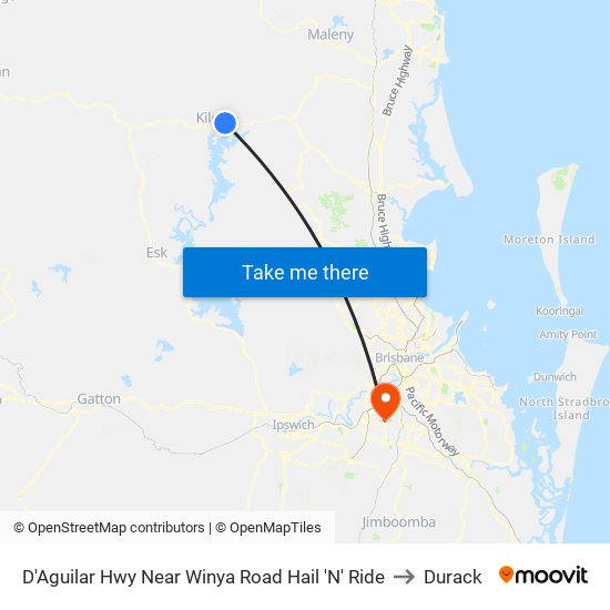 D'Aguilar Hwy Near Winya Road Hail 'N' Ride to Durack map