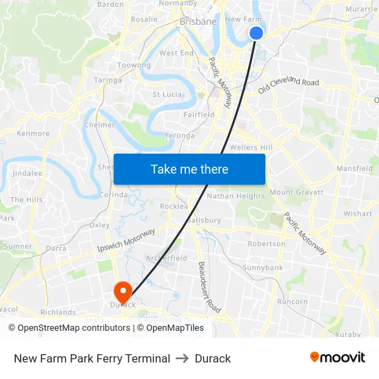 New Farm Park Ferry Terminal to Durack map
