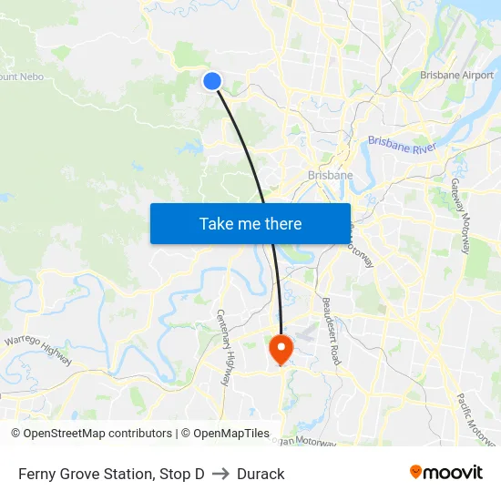 Ferny Grove Station, Stop D to Durack map