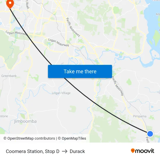 Coomera Station, Stop D to Durack map