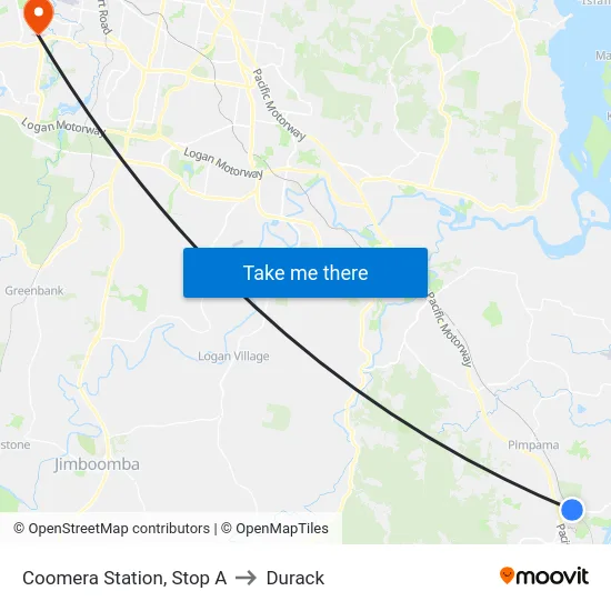 Coomera Station, Stop A to Durack map