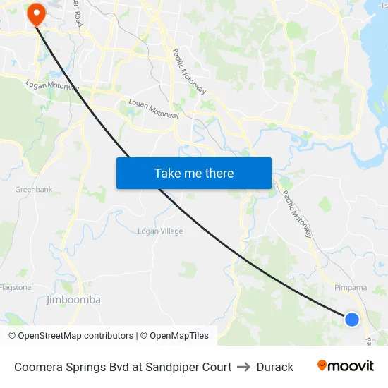 Coomera Springs Bvd at Sandpiper Court to Durack map