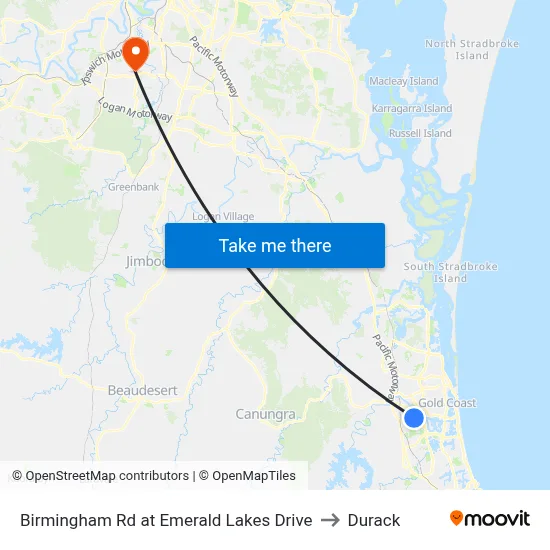 Birmingham Rd at Emerald Lakes Drive to Durack map