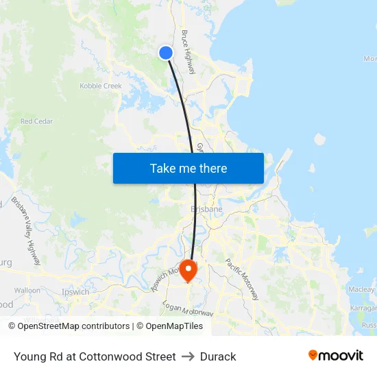 Young Rd at Cottonwood Street to Durack map