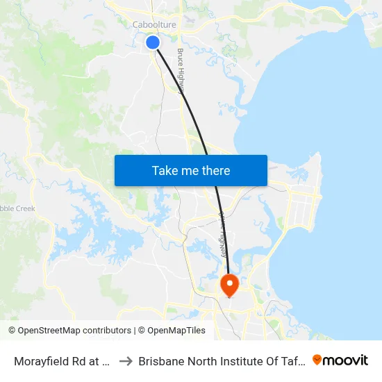 Morayfield Rd at John Street to Brisbane North Institute Of Tafe - Bracken Ridge map
