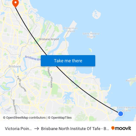 Victoria Point Jetty to Brisbane North Institute Of Tafe - Bracken Ridge map