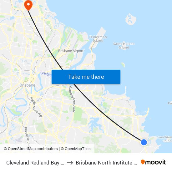 Cleveland Redland Bay Rd Near Beveridge Rd to Brisbane North Institute Of Tafe - Bracken Ridge map