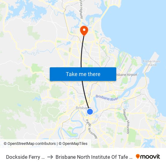 Dockside Ferry Terminal to Brisbane North Institute Of Tafe - Bracken Ridge map