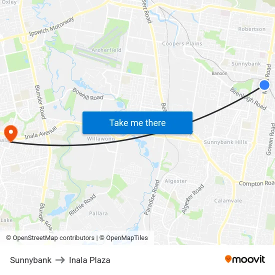 Sunnybank to Inala Plaza map