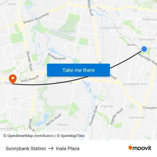 Sunnybank Station to Inala Plaza map
