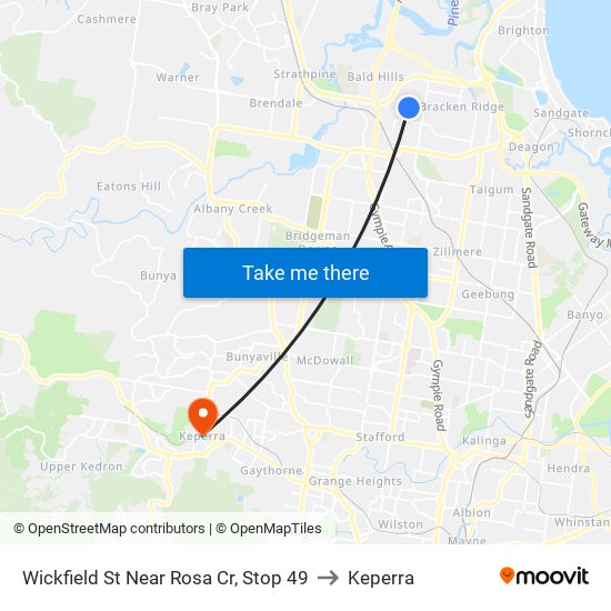 Wickfield St Near Rosa Cr, Stop 49 to Keperra map