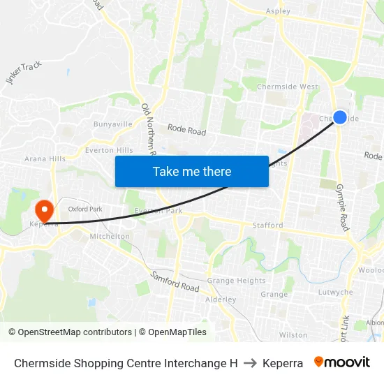 Chermside Shopping Centre Interchange H to Keperra map