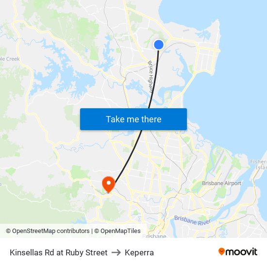 Kinsellas Rd at Ruby Street to Keperra map