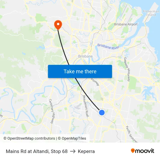 Mains Rd at Altandi, Stop 68 to Keperra map