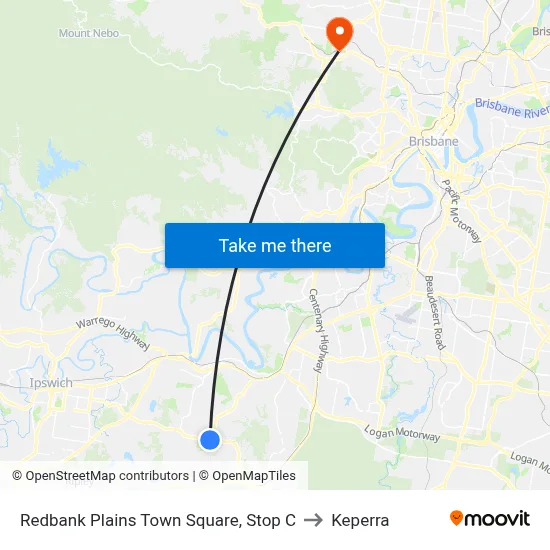Redbank Plains Town Square, Stop C to Keperra map