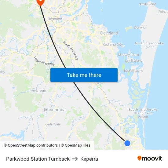 Parkwood Station Turnback to Keperra map