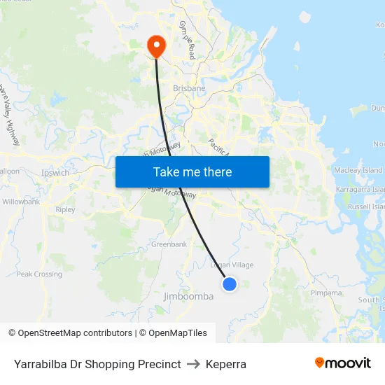 Yarrabilba Dr Shopping Precinct to Keperra map