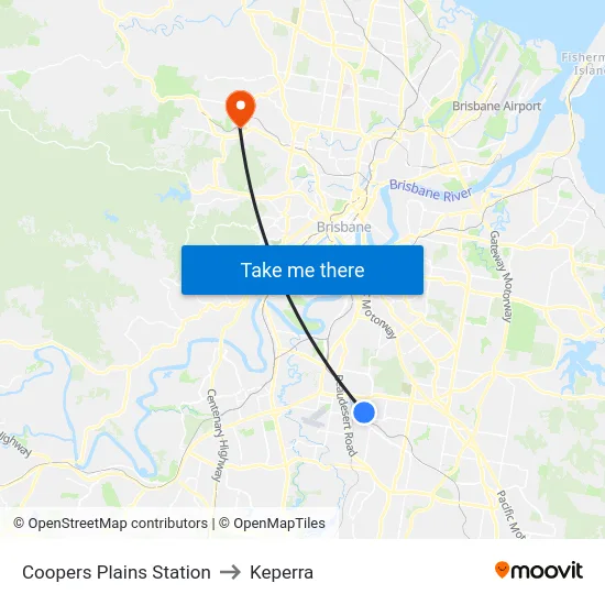 Coopers Plains Station to Keperra map